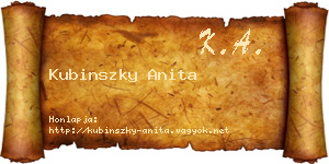 Kubinszky Anita névjegykártya